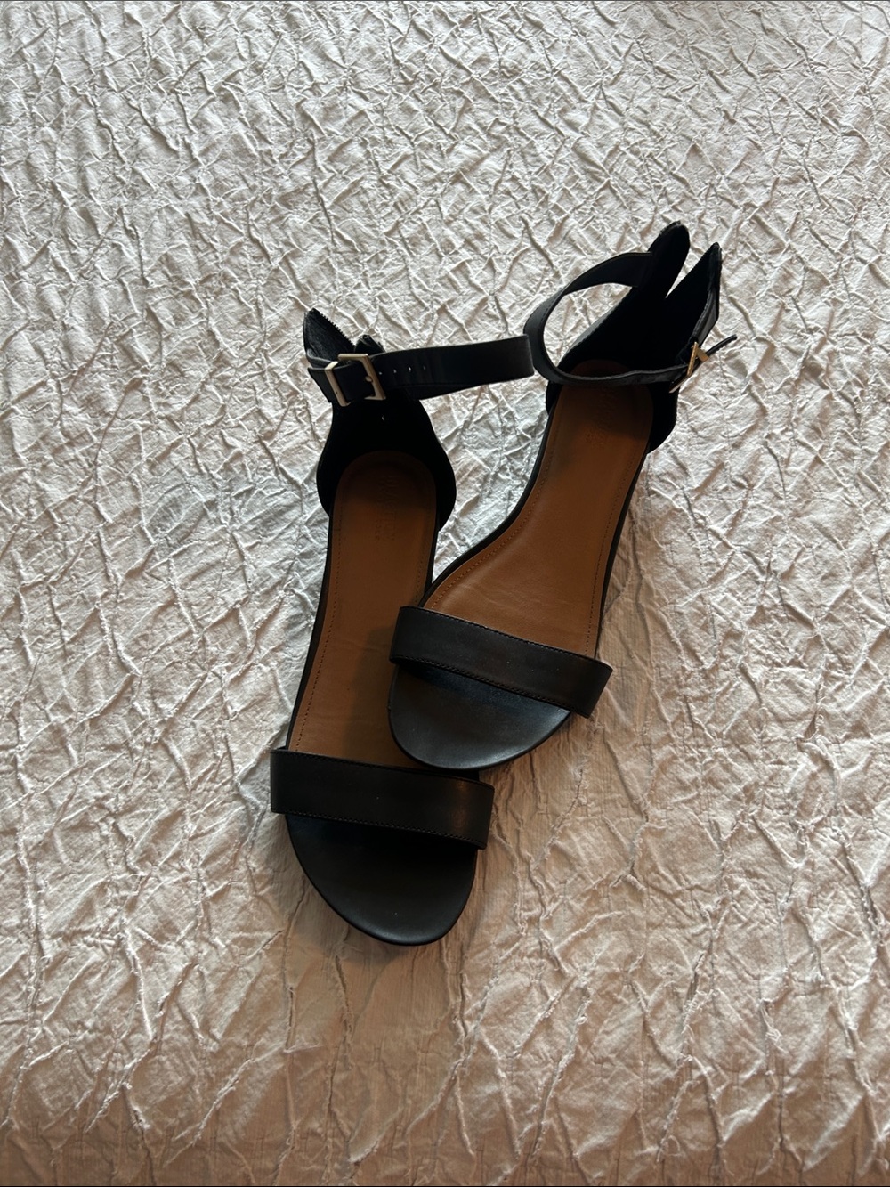 Classic Black Ankle-Strap Women's Sandals back zipper size 11